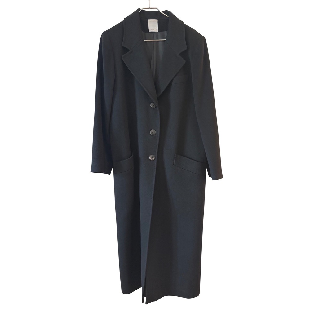 Fleurette Loro Piana Cashmere‎ Coat Womens 10 Black Long Overcoat Made in USA